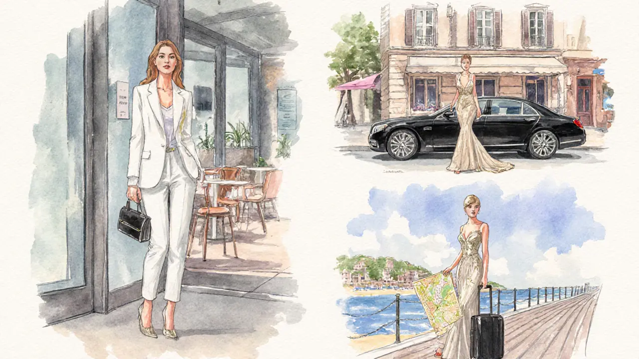 Four women representing agency, freelance, luxury, and travel escort styles in varied settings.