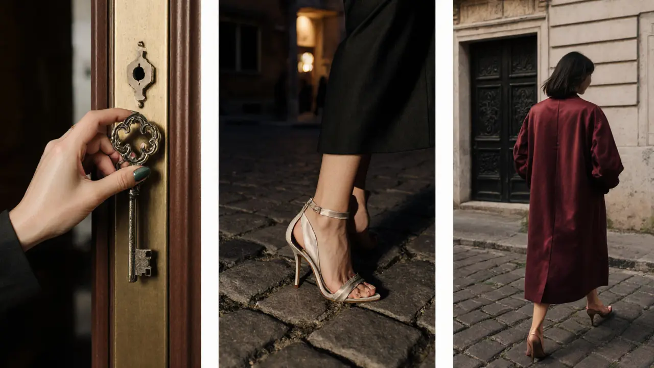 Three discreet images suggesting luxury travel and refined lifestyle without showing faces.